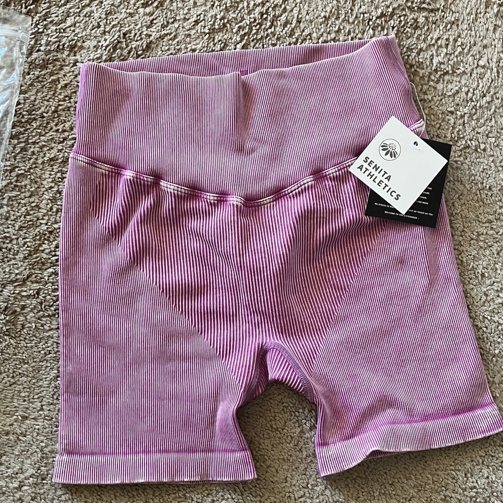 Senita Athletics Lavender Striped Shorts